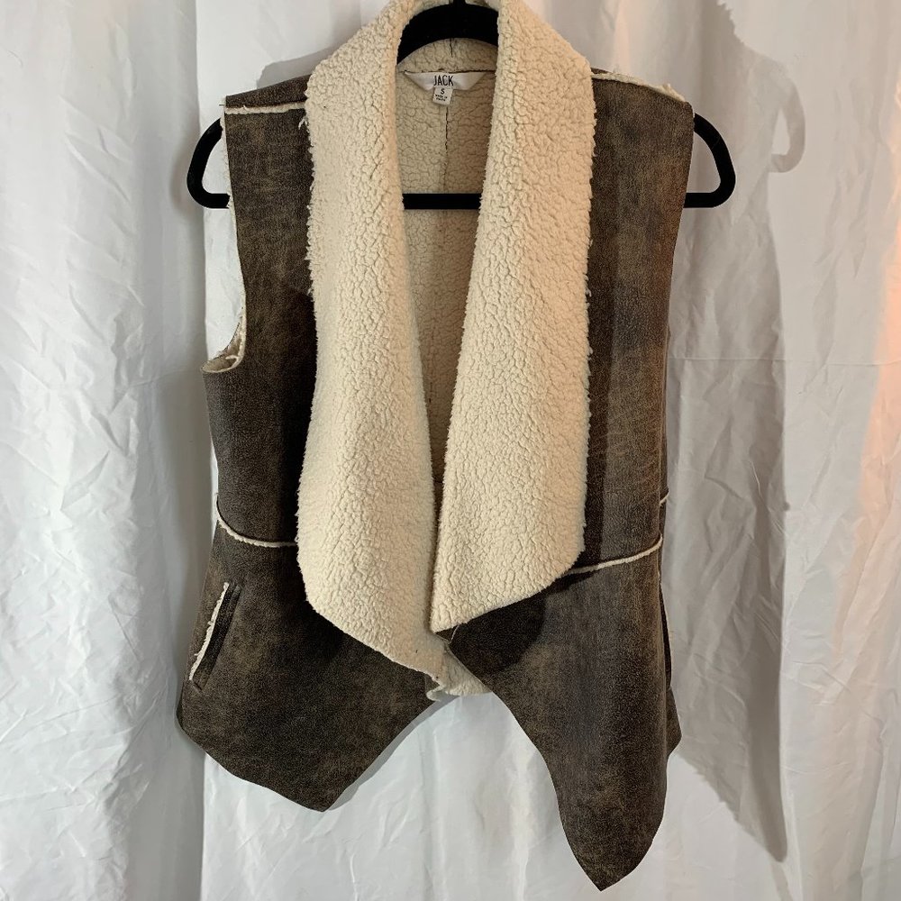 JACK by BB Dakota Faux Shearling Vest Wrap Cardigan - Picture 1 of 9